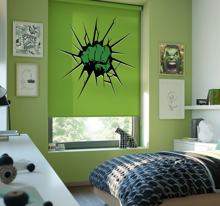 Green fist superhero roller blind - TenStickers