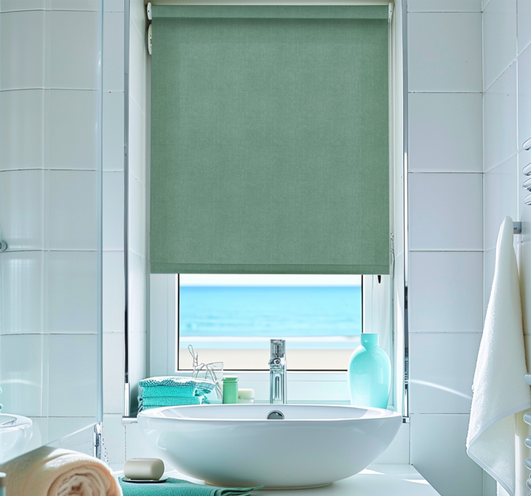 Green linen imitation bathroom blind - TenStickers