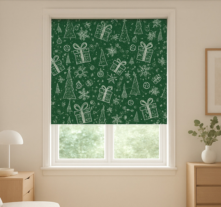 Green White Christmas living room blind - TenStickers