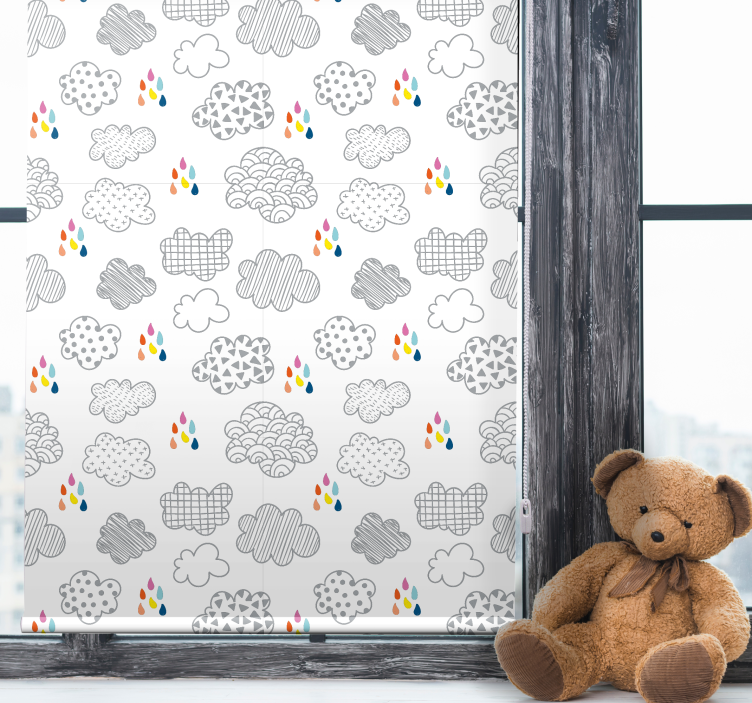 Grey rainy pattern cloud blind - TenStickers
