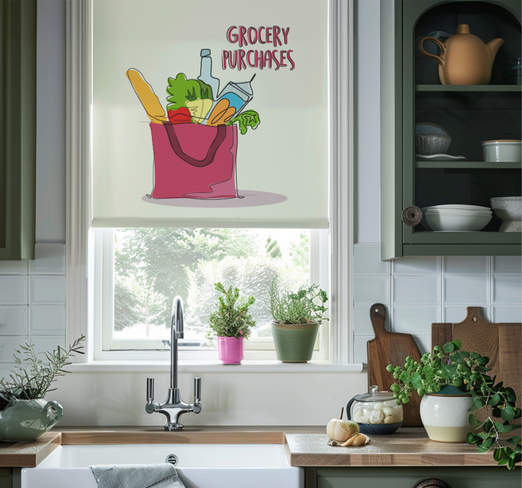 Grocery illustration kitchen blind - TenStickers