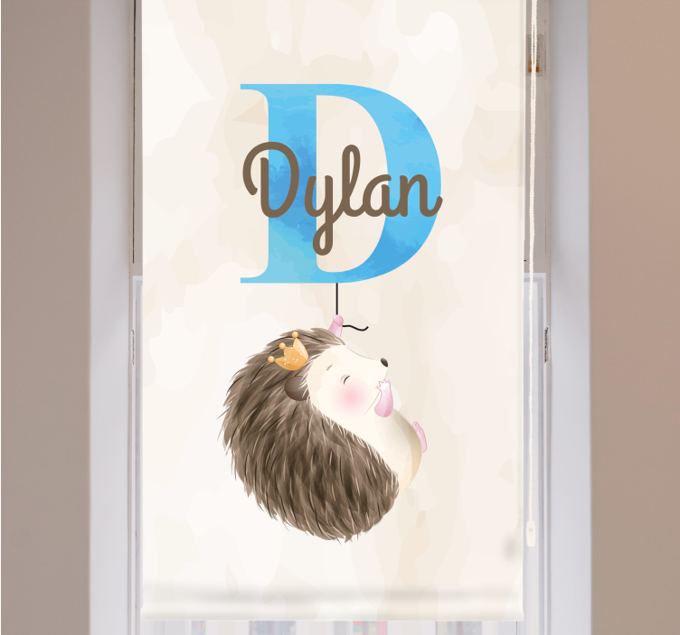 Hedgehog with initial and name childrens blind - TenStickers