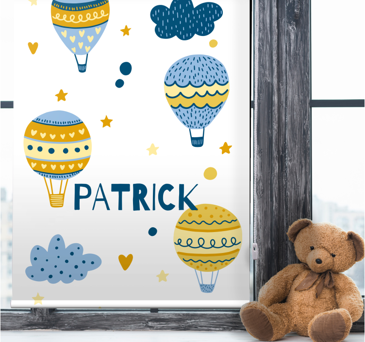 Scandinavian air balloons with name childrens blind - TenStickers