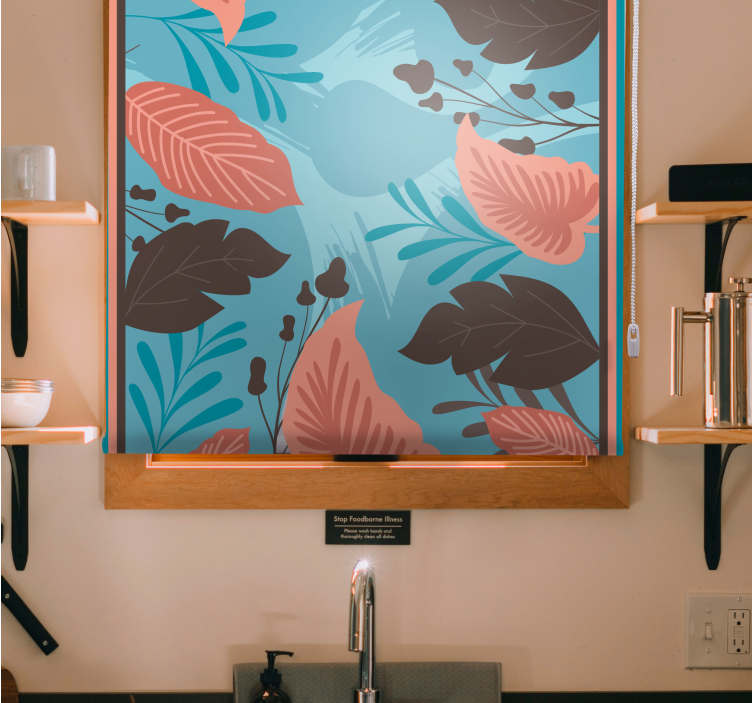 Leafy Floral Arrangement flowers and plant blind - TenStickers