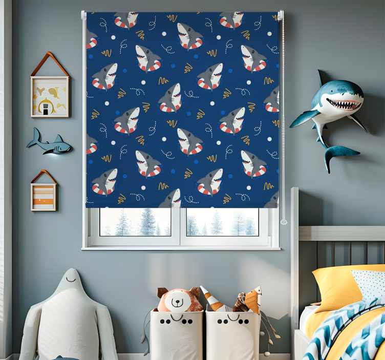 lifeguard shark pattern funky roller blind - TenStickers