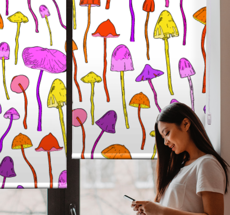 Lively mushroom theme more flowers and plant blind - TenStickers