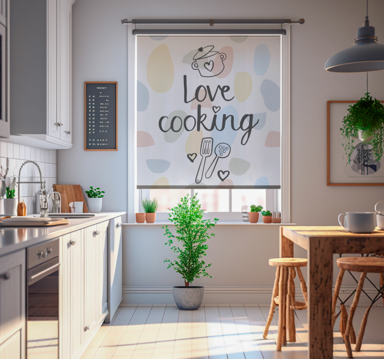 Love cooking text Kitchen blind - TenStickers