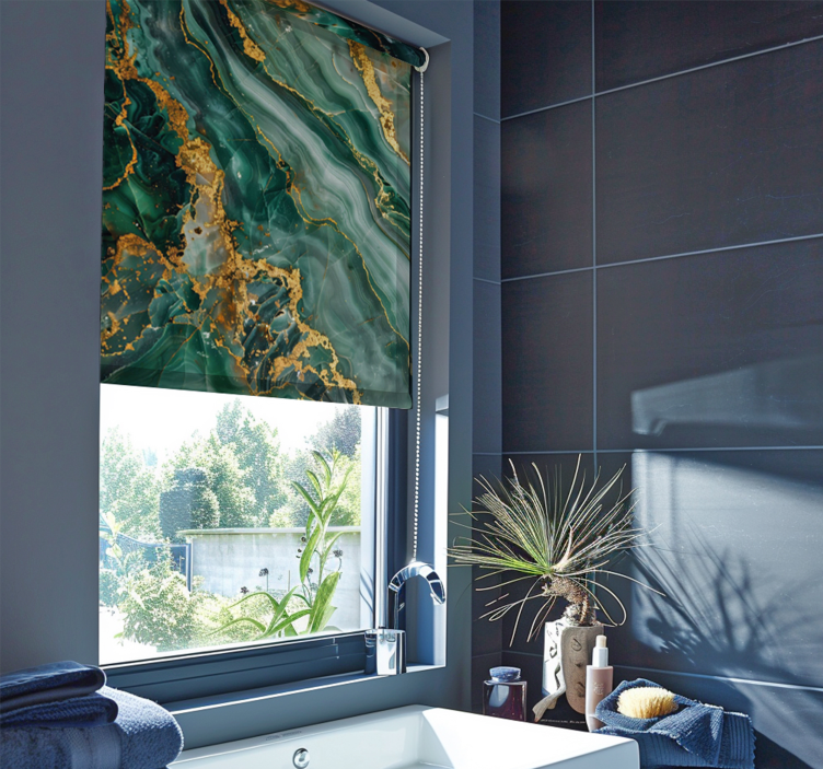 Luxurious green marble imitation bathroom blind - TenStickers