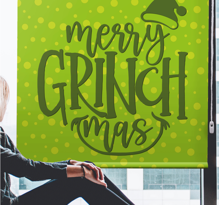 Merry Grinchmas Cheer text roller blind - TenStickers