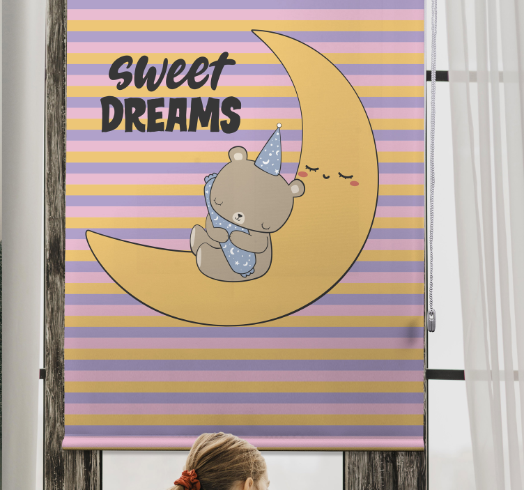 Moonlit Slumber Bear nursery blind - TenStickers