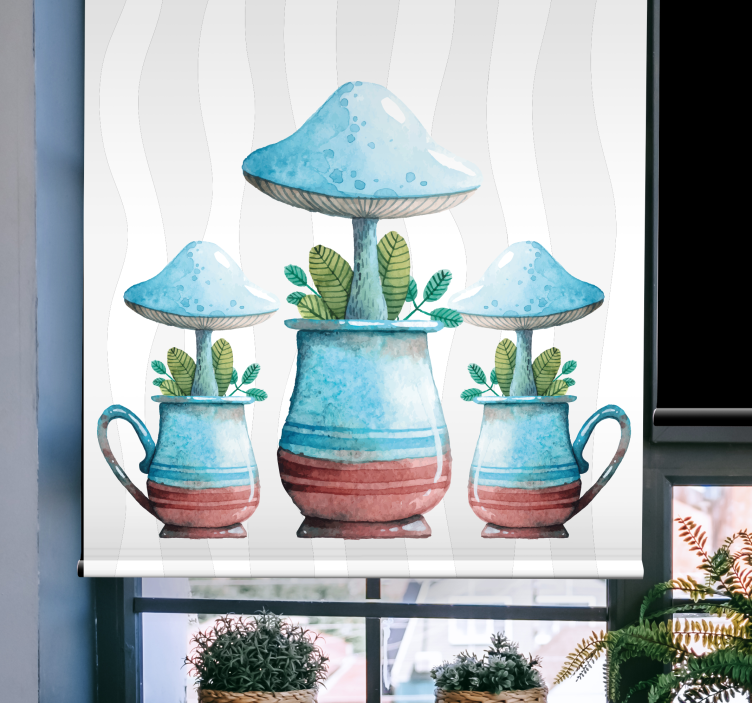 Mushroom Plant Pots flowers and plant blind - TenStickers
