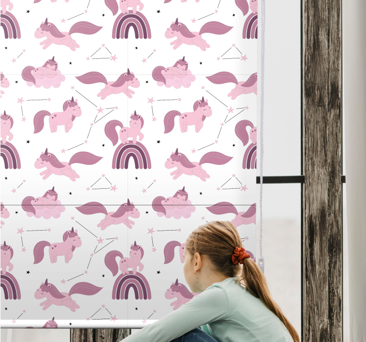 Pink unicorns and arches childrens blind - TenStickers