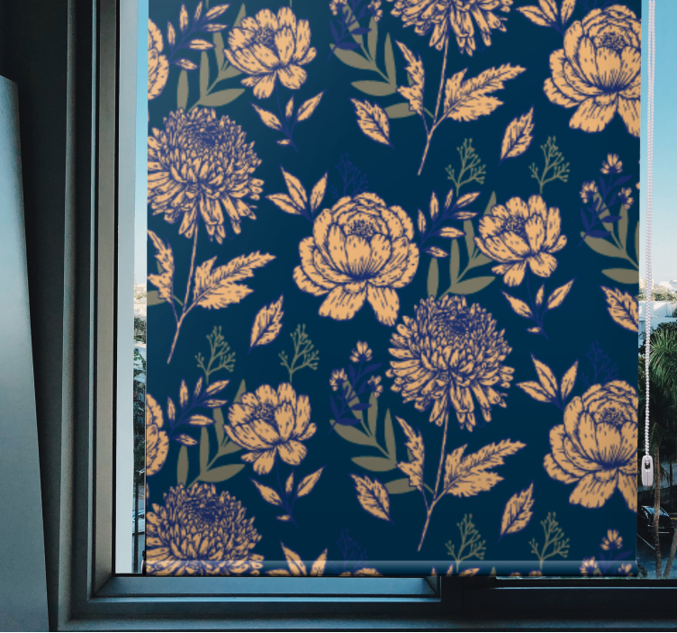 Navy elegant pattern flower blind - TenStickers