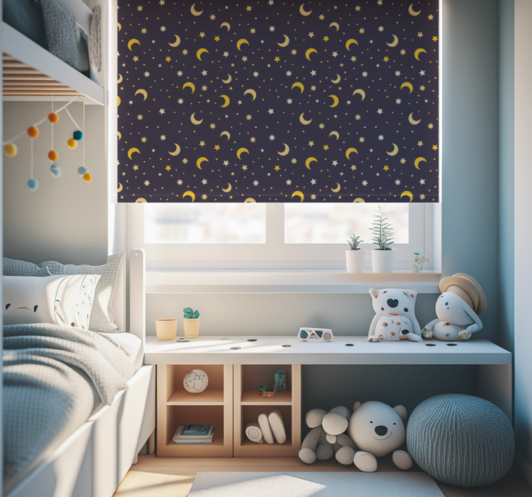 Night Stars And Moon Pattern Children's Blind - TenStickers