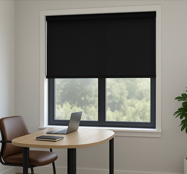 Office blind classic black roller blind - TenStickers