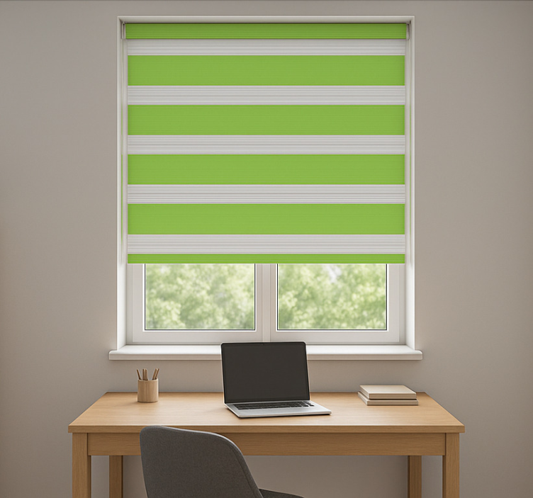 Office blind in green and grey stripes - TenStickers