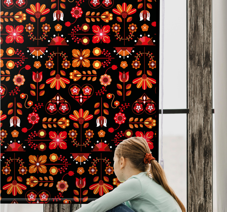 Orange folk art flower blind - TenStickers