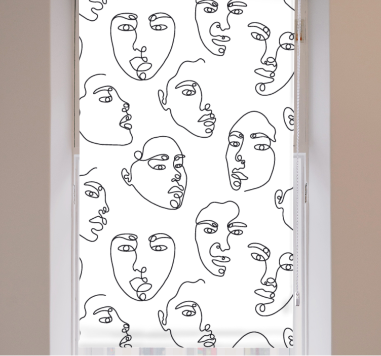 Outline art faces original roller blind - TenStickers