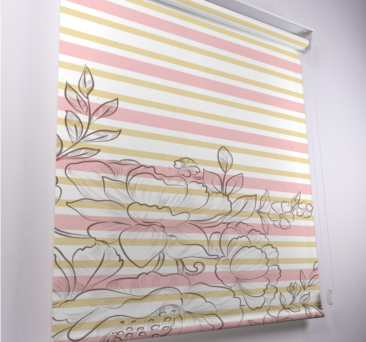 Pale Floral Stripes flowers and plant blind - TenStickers