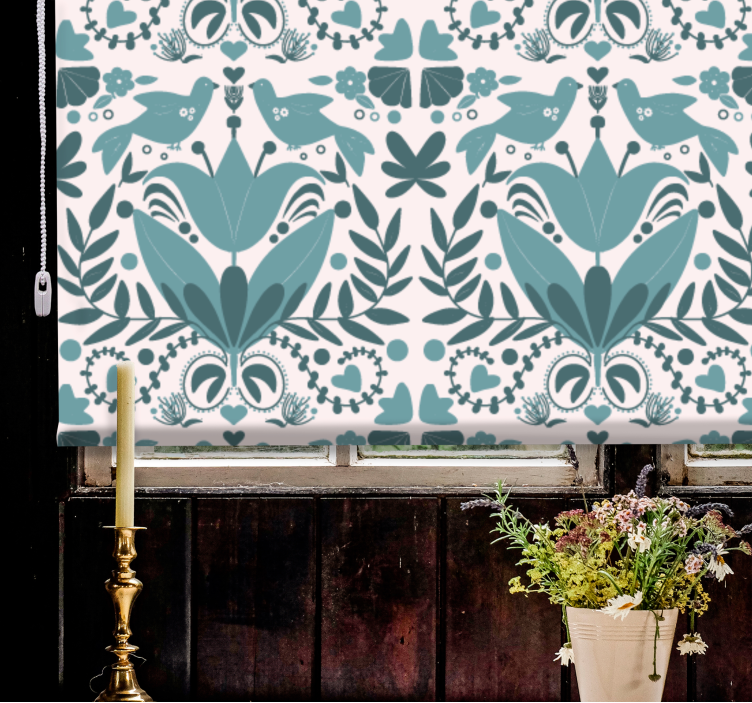 Pattern with Birds flowers and plant blind - TenStickers