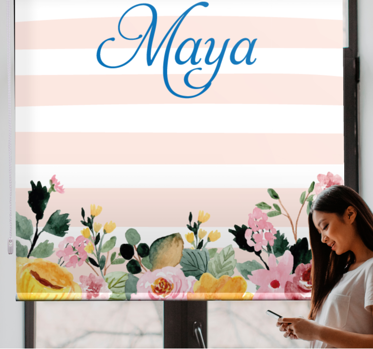 Personalised floral design teenage  roller blind - TenStickers