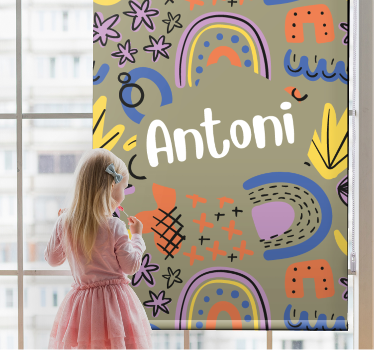 Geometric rainbows with name childrens blind - TenStickers