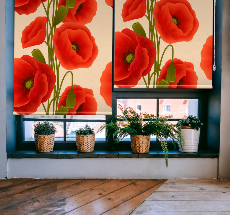 Poppies flowers and plant window blind - TenStickers