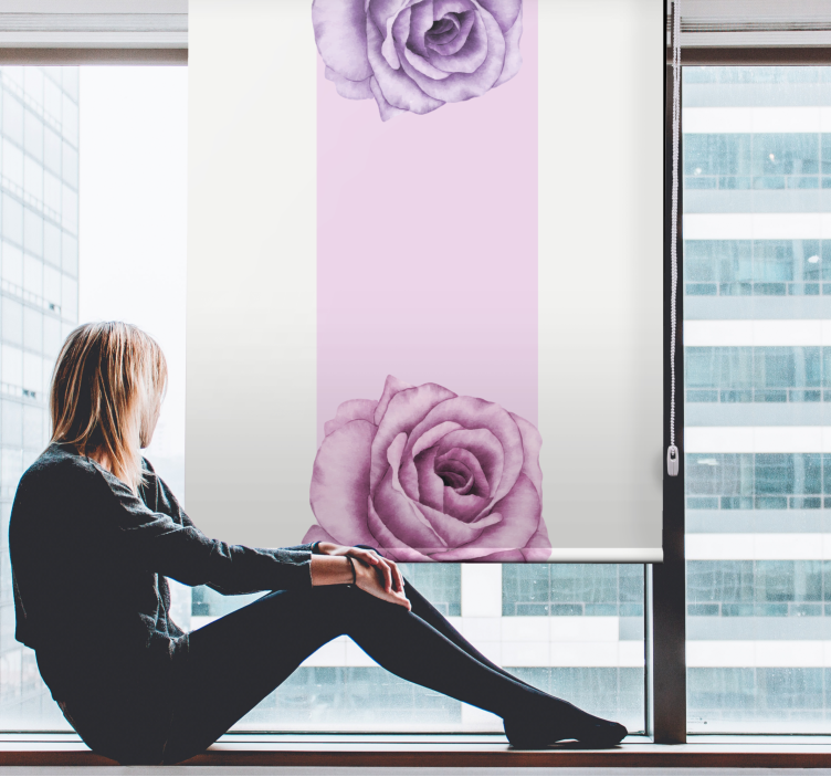 Purple Rose Accent flowers and plant blind - TenStickers