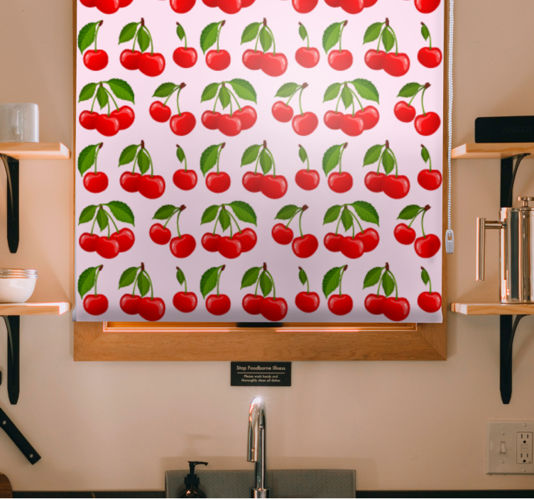Red Cherry Pattern kitchen blind - TenStickers