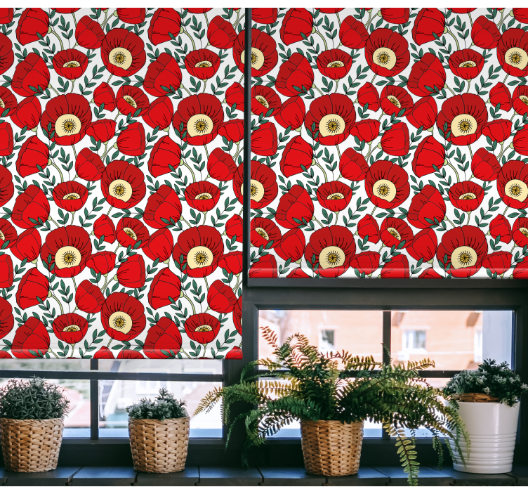 Red puppies pattern flowers and plant blind - TenStickers