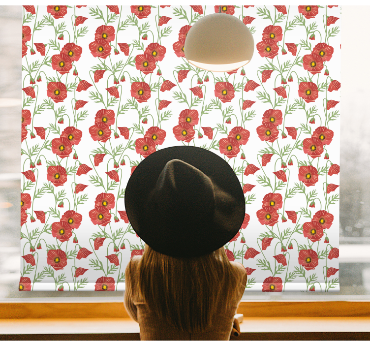 Red Poppy Pattern flower blind - TenStickers