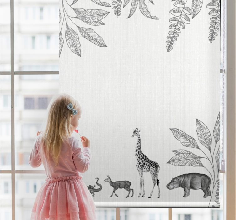Safari animals and trees border Childrens blind - TenStickers