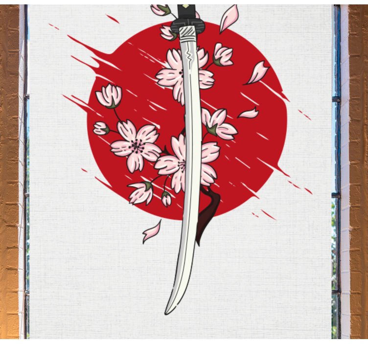 Samurai sword blossoms Blind painting - TenStickers