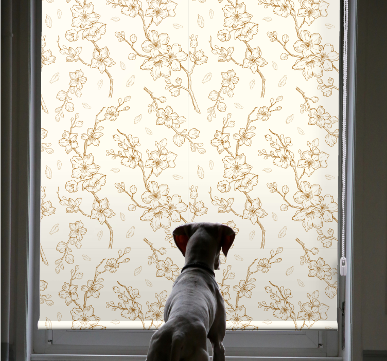 Simple beige blossom pattern flowers and plant blind - TenStickers