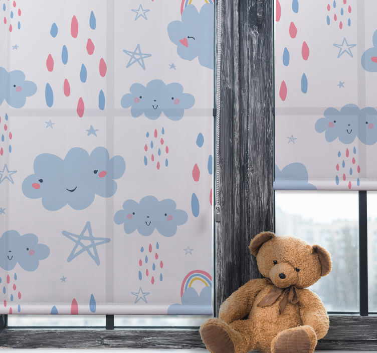 Smiling Clouds Pattern nursery blind - TenStickers