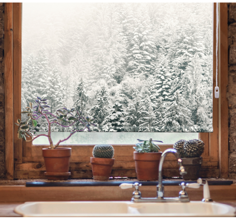 Snow-Covered Pines tree roller blind - TenStickers