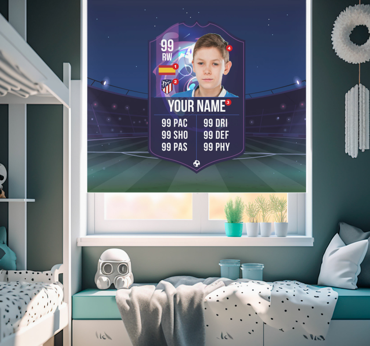 Soccer player card children roller blind - TenStickers