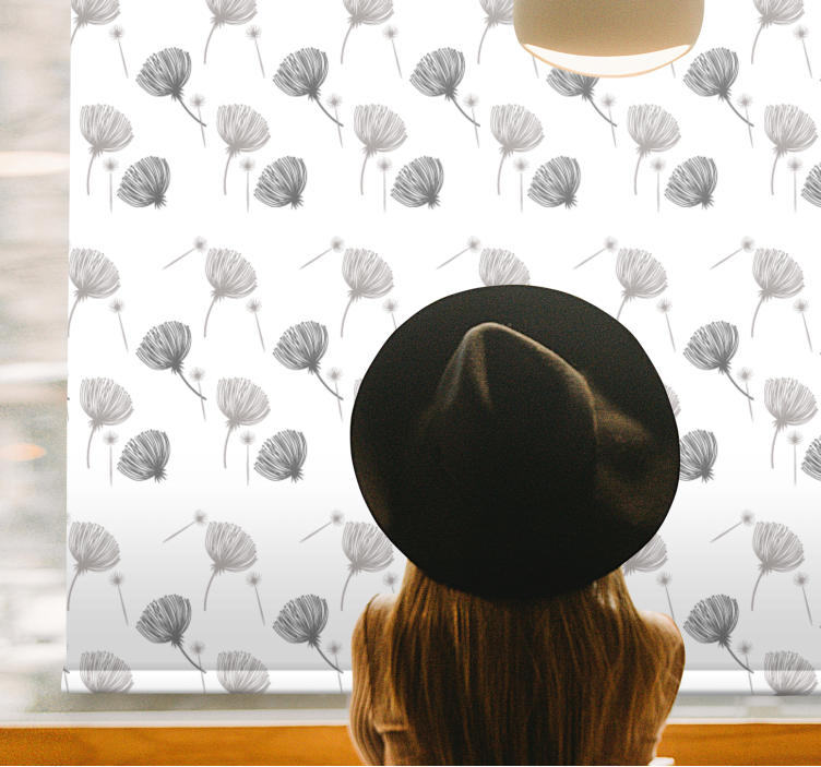 Soft grey pattern flowers and plant blind - TenStickers