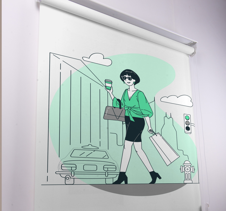Stylish City Life text roller blind - TenStickers