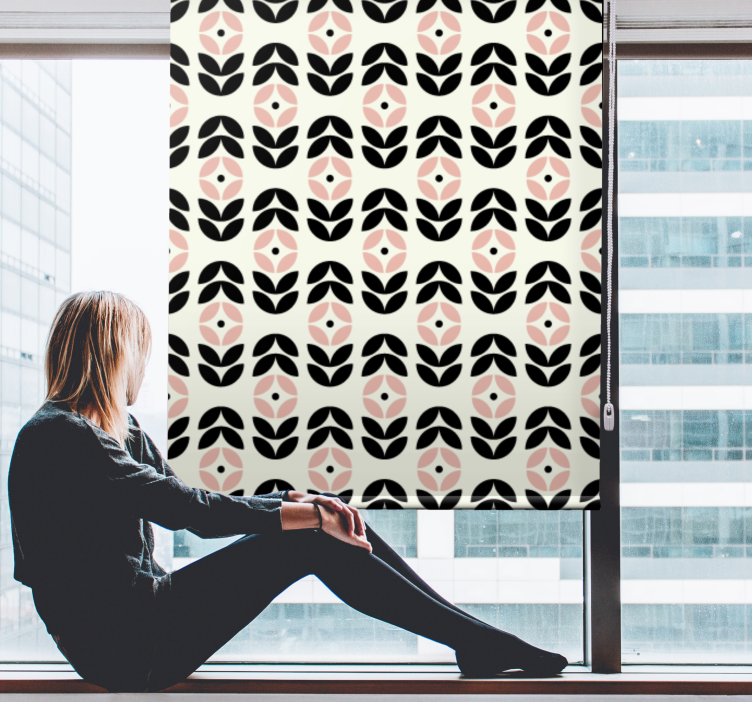 Geometric repetition beige flower blind - TenStickers