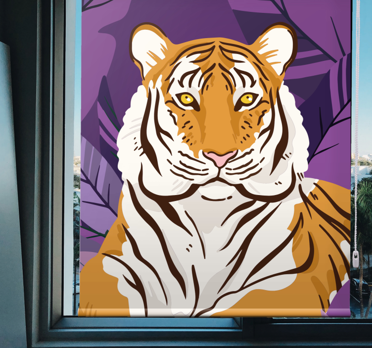 Tiger portrait with leaves animal blind - TenStickers