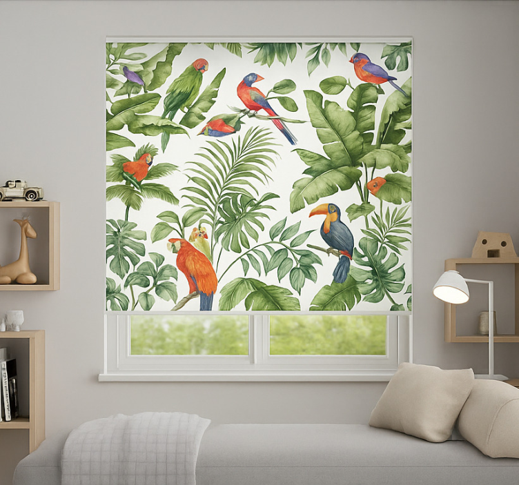 Tropical bird print living room blind - TenStickers