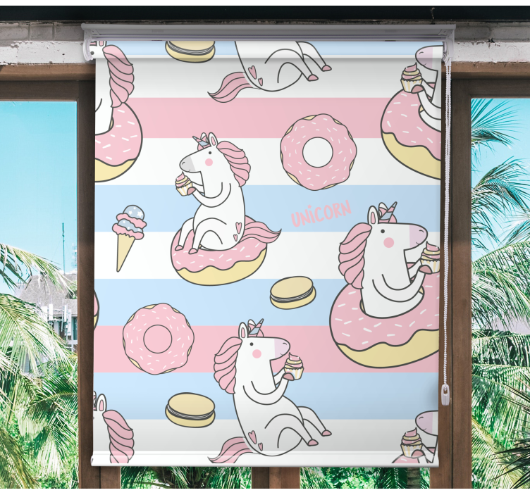 Unicorn Dessert Delights funky roller blind - TenStickers