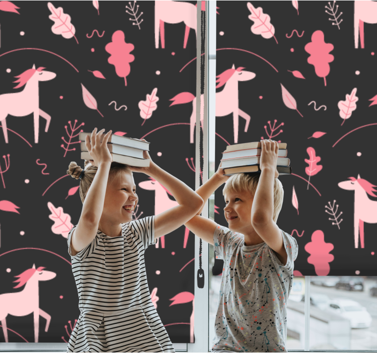Unicorns and trees pattern Blind painting - TenStickers