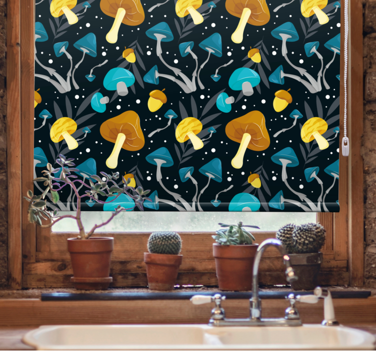 Vibrant Mushroom Motifs fruit and vegetable blind - TenStickers