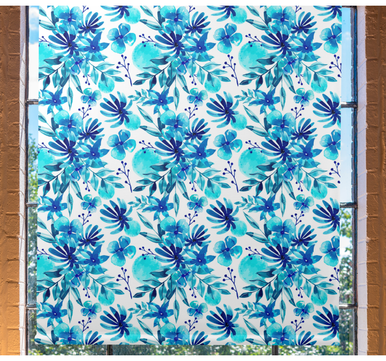 Vivid blue theme flowers and plant blind - TenStickers