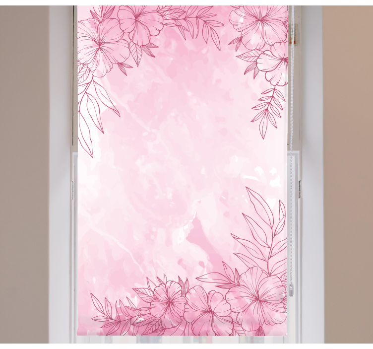 Watercolour pink Flowers and plant blind - TenStickers