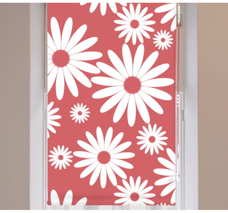 White Daisy Pattern flowers and plant blind - TenStickers