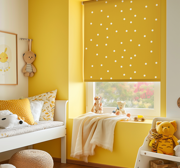 White dots pattern yellow roller blind - TenStickers