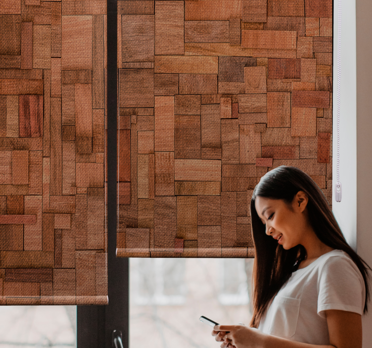 Wooden tile arrangement texture and pattern blind - TenStickers